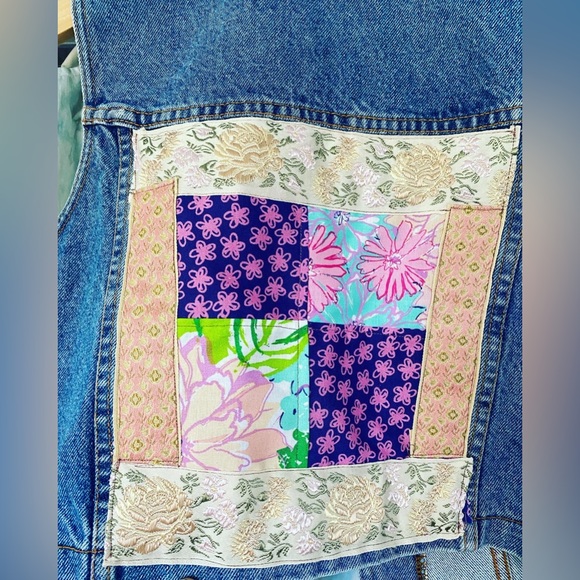 Vintage fabric custom denim vest - Picture 6 of 7